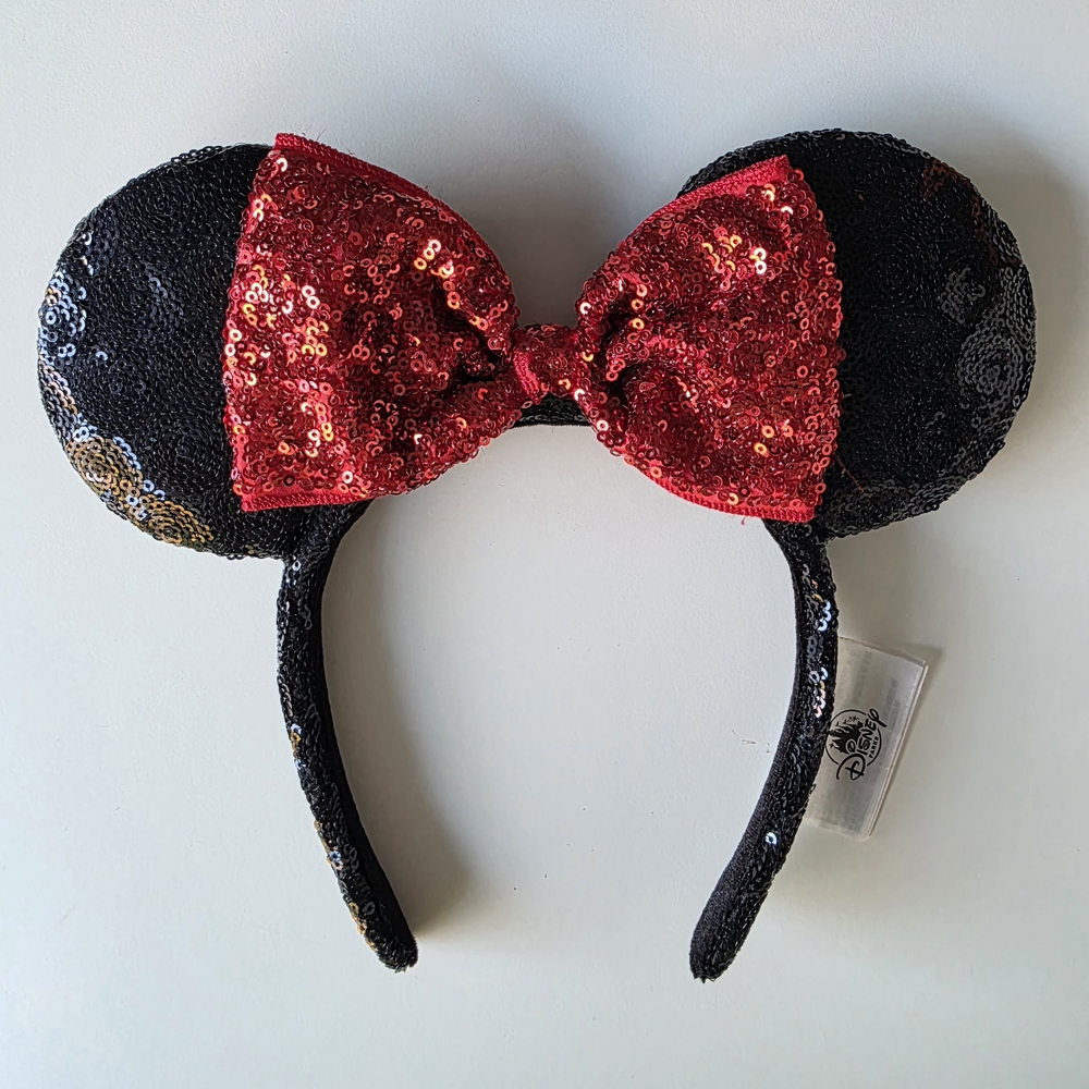 Disney Black and Red Sequin Bow Headband